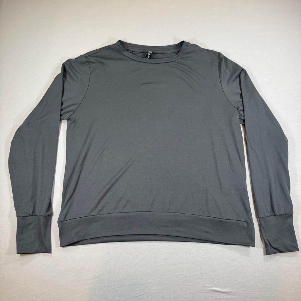 Lukka Lux Womens Charcoal Gray Crew Neck Long Sleeve Athletic Top Size M 1643761